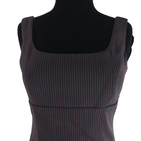 View Red Pin stripe mini dress made in the usa - Picture 2 of 16